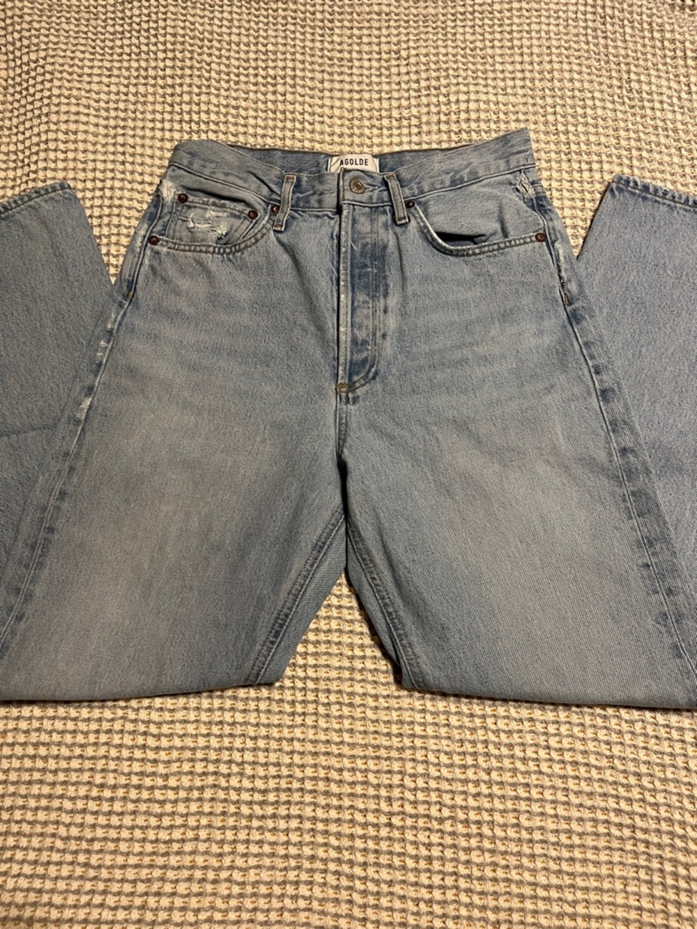 Agolde Light Blue High-Rise Straight Jeans